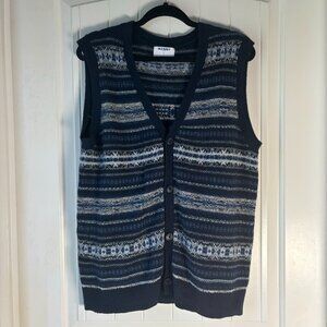 Old Navy Blue White Button Seasonal Holiday Christmas Sweater Vest Mens Small